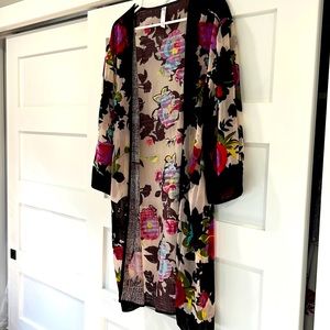 Anthropologie Multi Color Velvet Tulle Kimono Jacket Size O/S